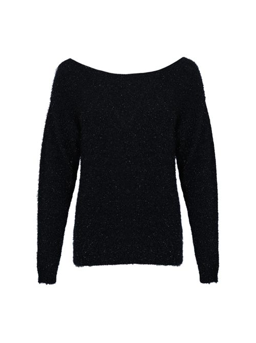 Maglia con scollo a barca lavorazione fil coupè Blu Alpha studio | AD-4450C2001